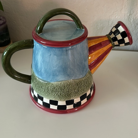 Debbie Mumm tea pot hand painted watering can - Picture 7 of 10